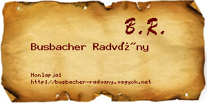 Busbacher Radvány névjegykártya